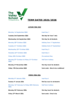 Term Dates 2025-2026